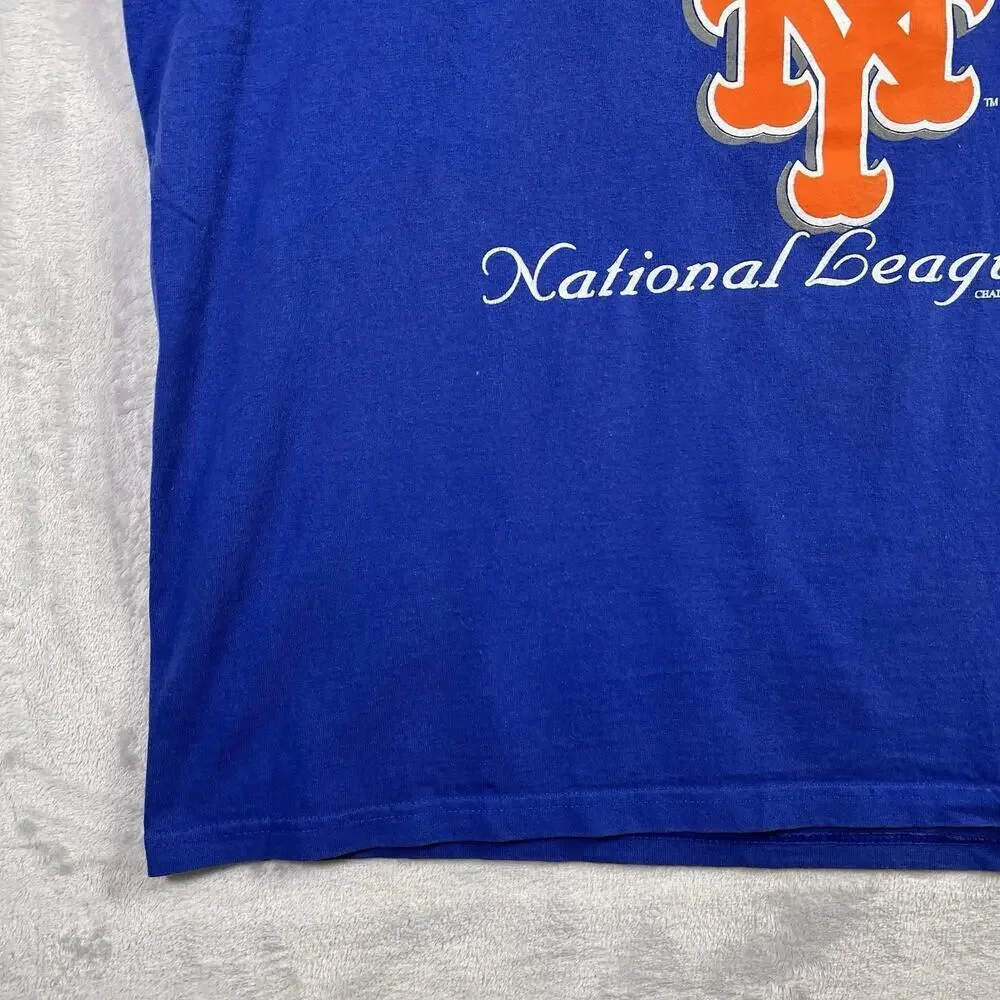 Vintage 1996 New York Mets T-Shirt Men's XL Blue/Orange‎ Chalkline Made in USA